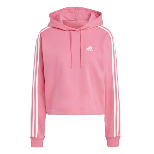 adidas Women's Essentials 3-Stripes French Terry Cropped Hoodie, Pulse Magenta/White, X-Large von adidas