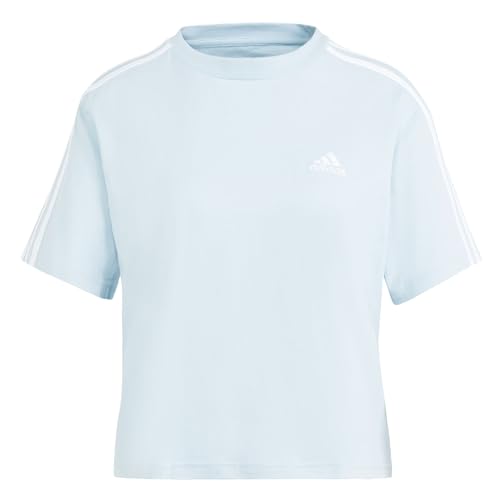 adidas Women's Essentials 3-Stripes Single Jersey Crop Top T-Shirt, Wonder Blue, M von adidas