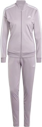 adidas Women's Essentials 3-Stripes Track Suit Trainingsanzug, Preloved Fig/White, L von adidas