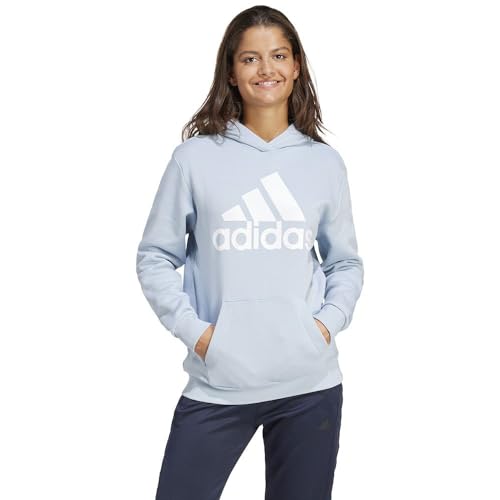 adidas Women's Essentials Logo Boyfriend Fleece Hoodie, Wonder Blue/White, L von adidas