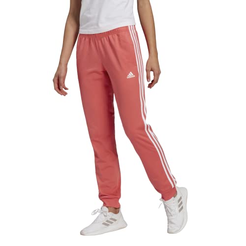 adidas Women's Essentials Warm-Up Slim Tapered 3-Stripes Tracksuit Bottoms, Semi Turbo/White, Small von adidas