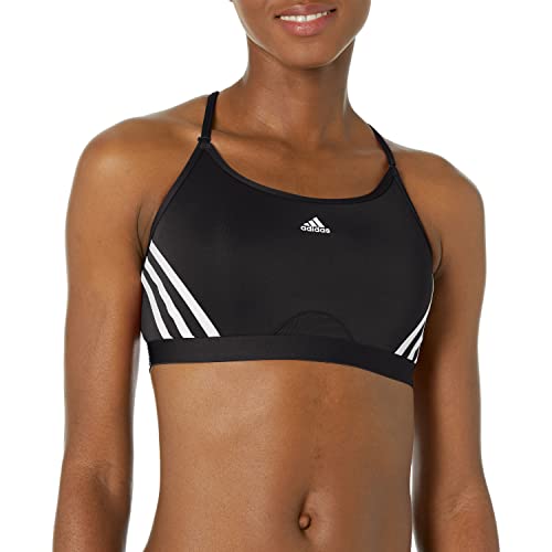 adidas Women's Standard Training Light Support 3 Stripe Bra, Core Black/White, Large A-C von adidas