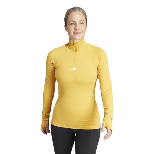 adidas Women's Techfit COLD.RDY 1/4 Zip Training Longsleeve Preloved Yellow L von adidas