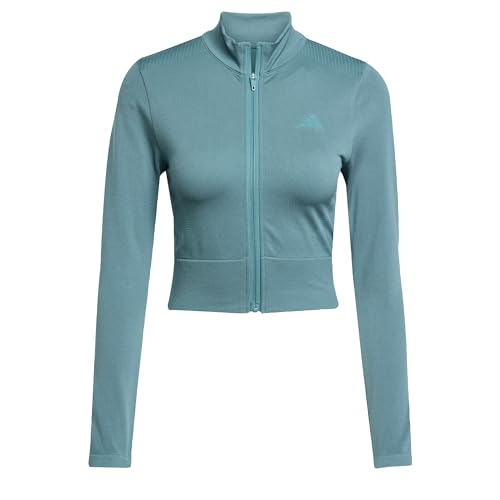 adidas Women's Workout Essentials Strickjacke mit durchgehendem Reißverschluss Preloved Teal XS von adidas