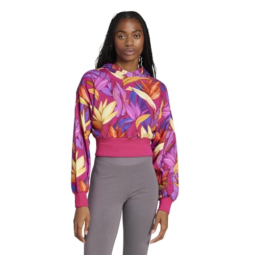 adidas Women's x Farm Hoodie Bold Pink/Spring Yellow/Lucid Fuchsia L von adidas