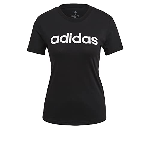 adidas Womens Essentials Slim Logo T Shirt, Black/White, 2XS von adidas