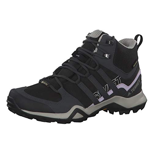 adidas Womens Terrex Swift R2 Mid GTX Walking Shoe, Core Black/Solid Grey/Purple Tint, 36 EU von adidas