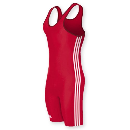 adidas Wrestling 3 Stripes Singlet - Red/White - Medium von adidas