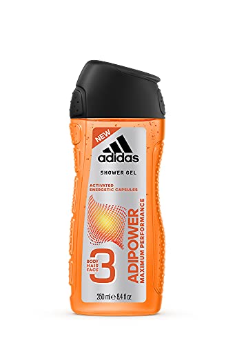 adidas adipower Duschgel für Herren 3-in-1 – Aktivierendes Shower Gel für Körper, Haare & Gesicht – pH-hautfreundlich – 1er Pack (1 x 250 ml) von adidas