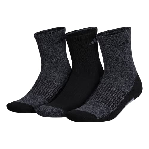 adidas mens Cushioned X 3 Mid-Crew Socks (3-Pair), Black/Onix Grey/Grey , Large von adidas