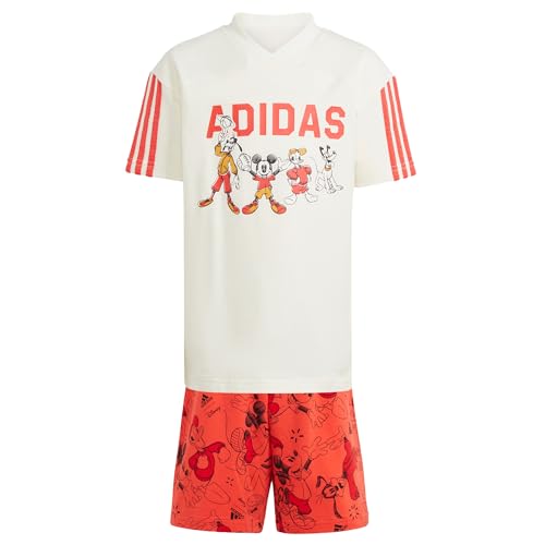 adidas Unisex Kids x Disney Micky Maus T-Shirt-Set Off White/Bright Red 110 von adidas