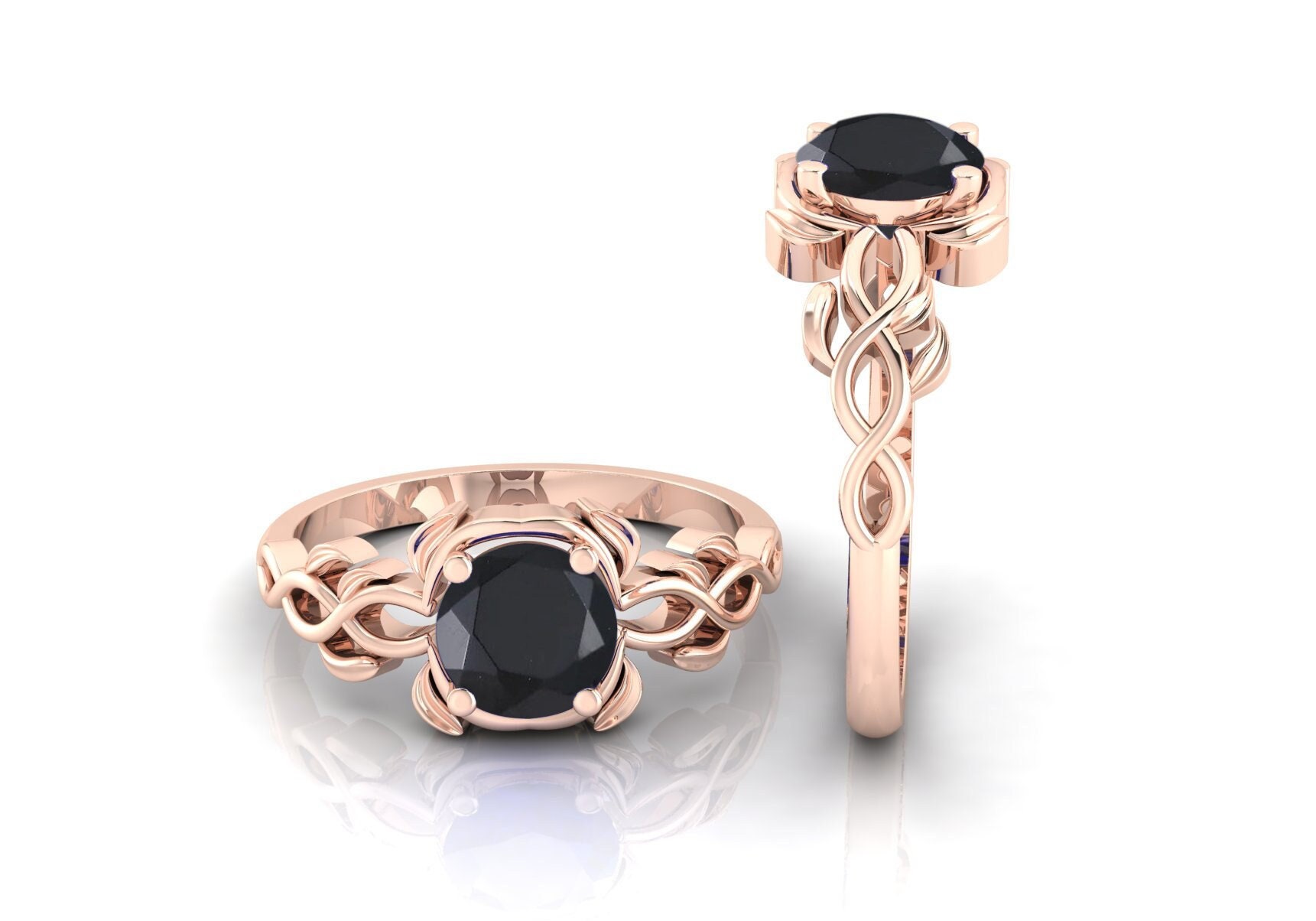 Vintage Schwarz Onyx Verlobungsring Für Frauen Art Deco Einzigartige Rose Gold Ring Natur Inspiriert Schwarzer Edelstein Versprechen von admjewelrystore