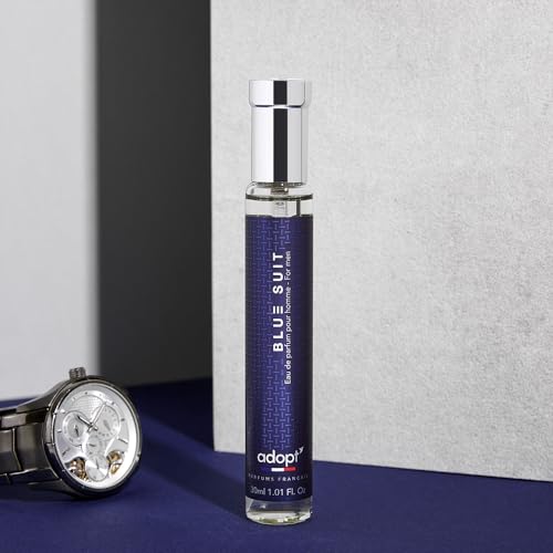 adopt BLUE SUIT Eau de Parfum für Herren 30 ml | Intensiver Herrenduft, frische Zitrusnote, Ingwer, würzigem Kardamom, Tonkabohne, Holzig - Eleganter & charismatischer Männerduft, adopt:Herrenduft von adopt