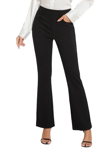 adorence Anzughose Damen – Schwarze Hose Elegant, Business Hose, Slim Fit Stoffhose mit Stretch, Bootcut und 4 Taschen – Perfekt für Büro & Freizeit-Schwarz 78cm XXL von adorence