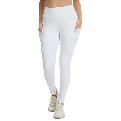 adorence Weiße Leggings Damen Blickdicht, Sport Leggings Damen mit Tasche, Yogahose High Waist, Sport Leggins Blickdicht Weiß-XXL von adorence