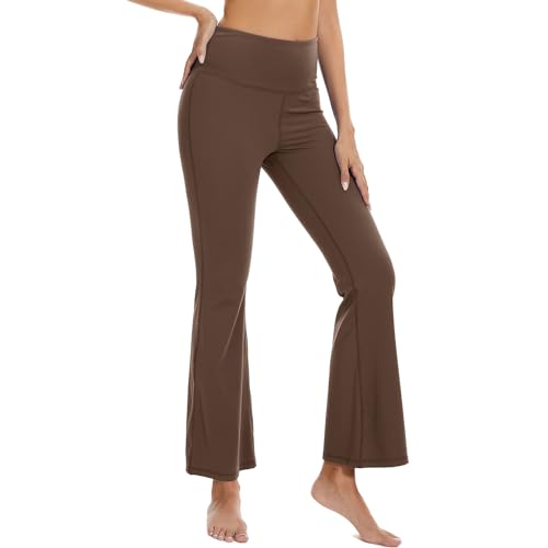 adorence Yogahose Damen, Schlaghose Damen Leggings (Flare Leggings mit Bootcut Hose Design) High Waist Yoga Hosen-Braun,3XL von adorence