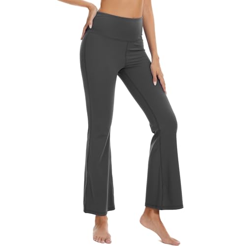 adorence Yogahose Damen, Schlaghose Damen Leggings (Flare Leggings mit Bootcut Hose Design) High Waist Yoga Hosen-Dunkelgrau,3XL von adorence