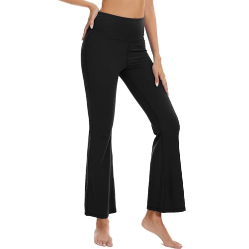 adorence Yogahose Damen, Schlaghose Damen Leggings (Flare Leggings mit Bootcut Hose Design) High Waist Yoga Hosen-Schwarz,L von adorence