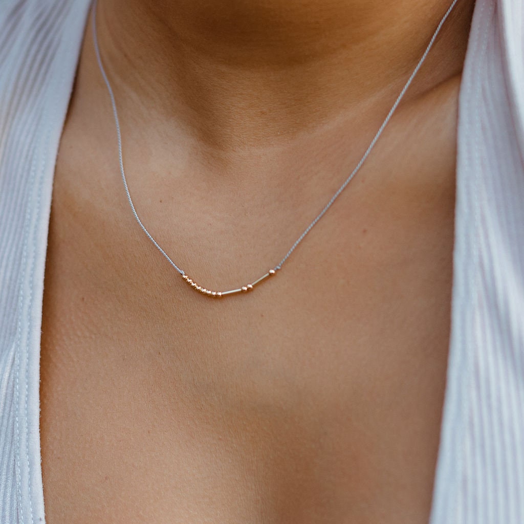 Morse Code Shine Halskette, Zierliche Versteckte Botschaft Personalisierte Glanz Muttertagsgeschenk Morse Code Shine Halskette, Zierliche Versteckte Botschaft Personalisierte Glanz Muttertagsgeschenk von adorn512