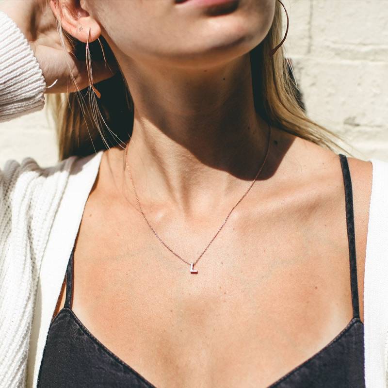 Roségold Buchstabe Halskette, Kleine Buchstaben Zierliche Goldkette, Geschenk Gold Halskette von adorn512