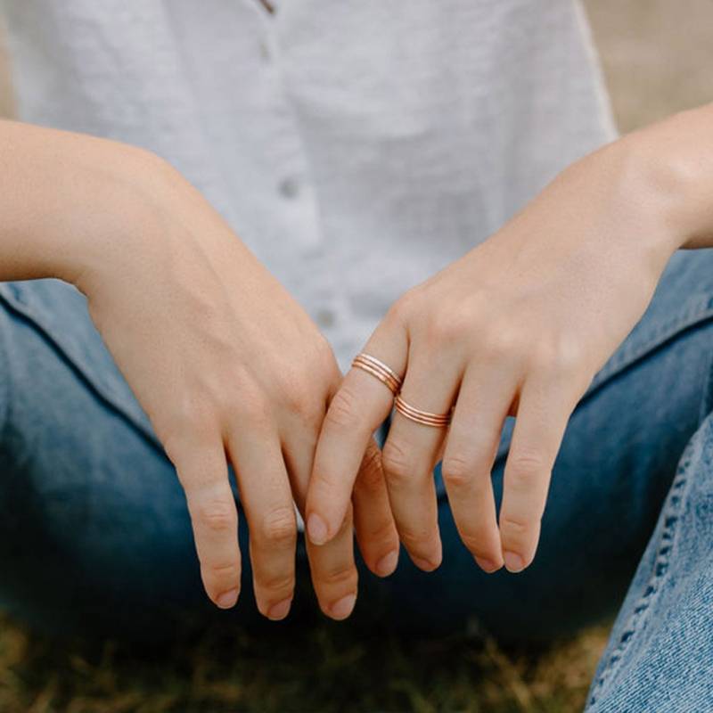 Stapelringe Handgefertigt Strukturiert Midi Ringe, Dünne Stapelringe, Angstringe 3Er Set, Gehämmerter Ring, Minimalist Ring Für Mama von adorn512