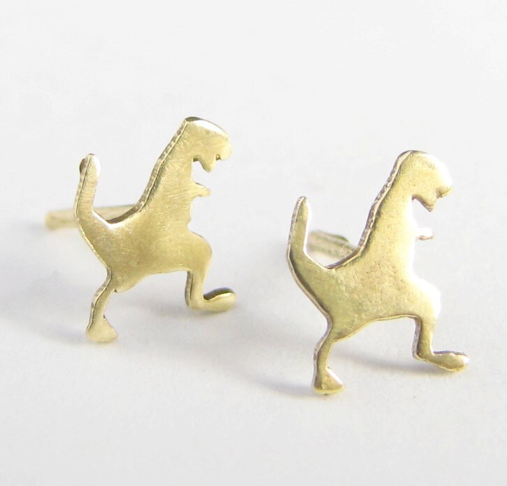T Rex, Dinosaurier Ohrstecker, Winzig in Messing T Rex, Dinosaurier Ohrstecker, Winzig in Messing von adornandconquer