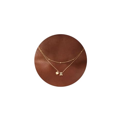 adoyi Goldene Halskette für Frauen, geschichtete Blasen-Herz-Buchstaben, Initialen-Halsketten für Frauen, trendiger Schmuck, 14 Karat vergoldete Kette, klobige Namenskette, Stapel-Charm-Anhänger, A-Z adoyi Goldene Halskette für Frauen, geschichtete Blasen-Herz-Buchstaben, Initialen-Halsketten für Frauen, trendiger Schmuck, 14 Karat vergoldete Kette, klobige Namenskette, Stapel-Charm-Anhänger, A-Z von adoyi