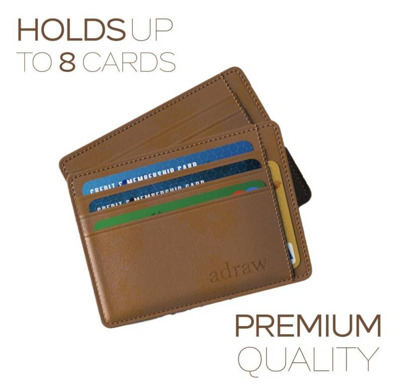adraw Geldbörse Camel RFID Leder Scheckkartenetui (Adraw Scheckenkartenetui, Adraw Scheckenkartenetui), Schlankes RFID-Schutzetui aus Rindsleder für 8 Karten. von adraw