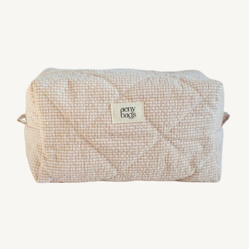 Kosmetiktasche Beige Karo Aus Stoff - Gesteppte Schminktasche Für Damen | Kulturtasche in Klein, Mittel, Groß Tasche Make-Up & Pflege Kosmetiktasche Beige Karo Aus Stoff - Gesteppte Schminktasche Für Damen | Kulturtasche in Klein, Mittel, Groß Tasche Make-Up & Pflege von aenybags