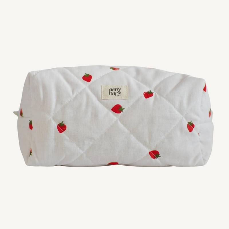 Gesteppte Kosmetiktasche Erdbeeren Aus Stoff | Schminktasche Kulturtasche in Klein, Mittel, Groß Tasche Für Make-Up & Pflege Gesteppte Kosmetiktasche Erdbeeren Aus Stoff | Schminktasche Kulturtasche in Klein, Mittel, Groß Tasche Für Make-Up & Pflege von aenybags