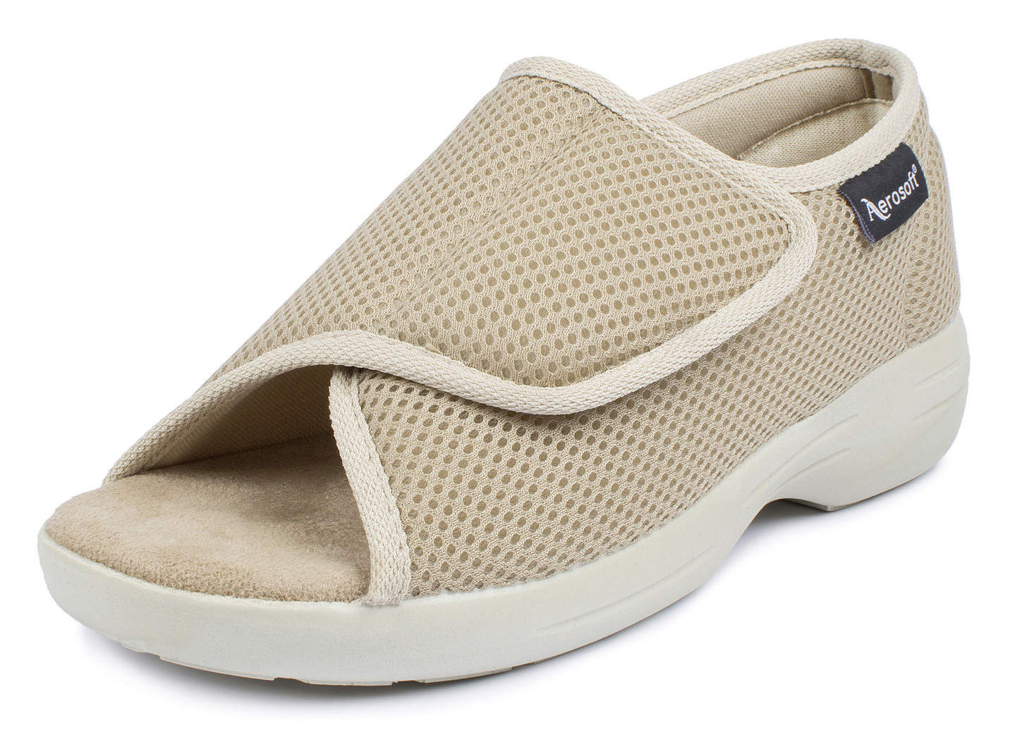 Klett-Sandale für Damen und Herren, Klett-Sandale mit 1 Klettverschluss, Beige, Größe 39 von aerosoft