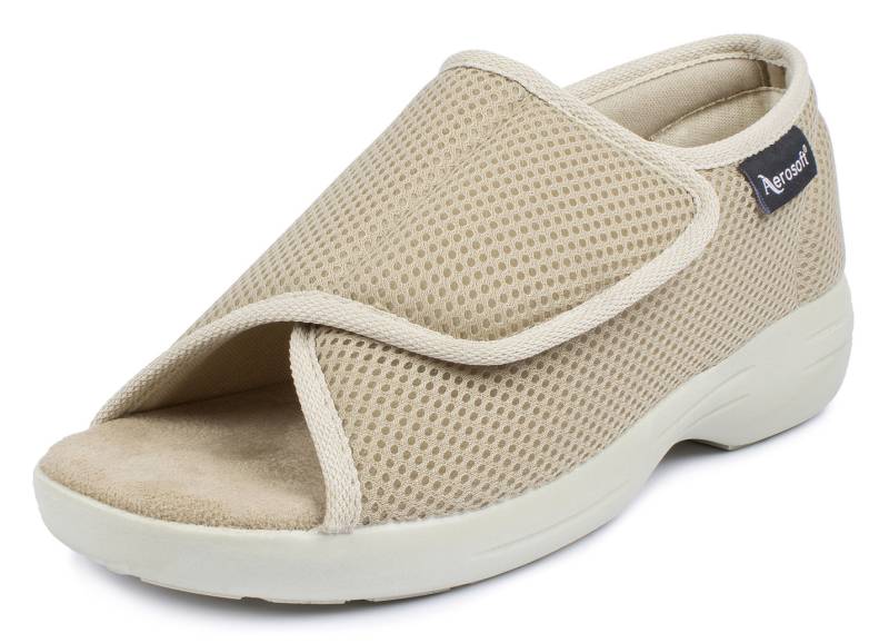 Klett-Sandale für Damen und Herren, Klett-Sandale mit 1 Klettverschluss, Beige, Größe 39 von aerosoft