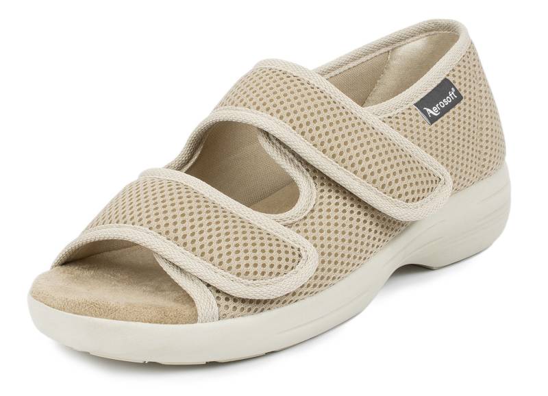 Klett-Sandale für Damen und Herren, Komfort-Klett-Sandale mit 2 Klettverschlüssen, Beige, Größe 39 von aerosoft