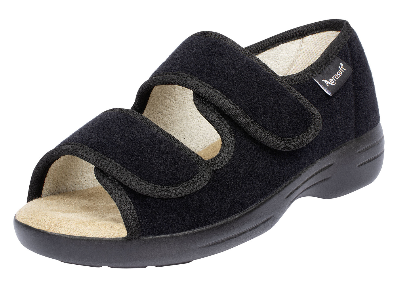 Klett-Sandale für Damen und Herren, Schwarz, Größe 44 Klett-Sandale für Damen und Herren, Schwarz, Größe 44 von aerosoft