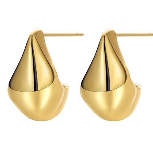 AESDOX Gold Creolen Ohrringe für Frauen Mädchen, Chunky Gold Hoop Ohrringe für empfindliche Ohren Hypoallergen (Tear) von aesdox