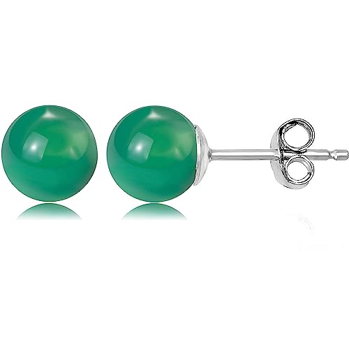 AESDOX Handgefertigte Kristall Kugel Ohrstecker für Frauen Mädchen Ohrstecker in Sterling Silber (8mm, Grün Smaragd) von aesdox