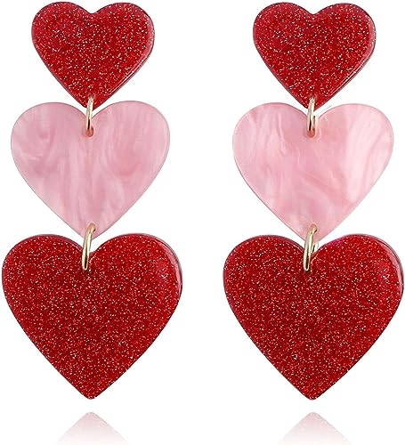 aesdox Liebesherz Baumeln Ohrringe für Frauen, Modisch Erklärung Ohrringe Geschenke für Taylors Fans, Leichte hypoallergene Acrylohrringe für Mädchen (Rot) von aesdox