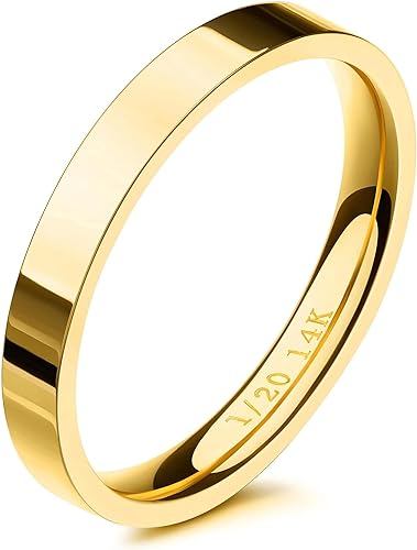 aesdox 14K Gold gefüllte Ringe für Frauen, 3mm Stapelbarer Ehering aus Gold für Mädchen, Dünner Goldener Fingerring, Gold Größe 20 von aesdox