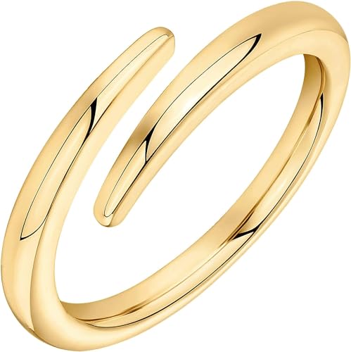 aesdox 14K Vergoldet Kubik Zirkonia Offen Twist Ewigkeitsband Umarmungsringe für Frauen, Farbe Gold, Ringgröße 18 von aesdox