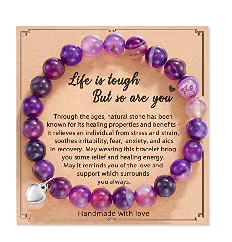 AESDOX Handgemachtes Kristall Armband Unisex Herz Armband Freundschaftsarmband Geschenk für Ihre Liebe (Amethyst) von aesdox