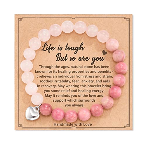 AESDOX Handgemachtes Kristall Armband Unisex Herz Armband Freundschaftsarmband Geschenk für Ihre Liebe (Farbverlauf Rosa) von aesdox