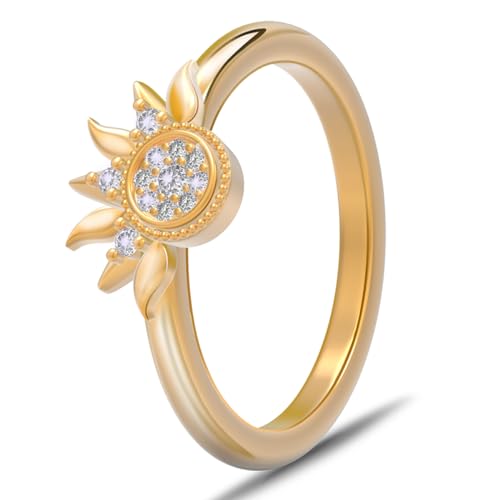 aesdox Sonne Mond Ring Set, Sonne Ring Herren Gold und Mond Ring Damen Silber 925 (#7, Sonne) von aesdox