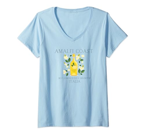 Damen Amalfiküste Limoncello, Amalfi Italien T-Shirt mit V-Ausschnitt Damen Amalfiküste Limoncello, Amalfi Italien T-Shirt mit V-Ausschnitt von aesthetic adventures
