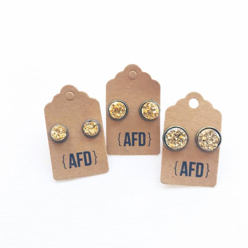 Gold Faux Druzy Ohrringe | Drei Größen Hergestellt in Colorado von afdgifts
