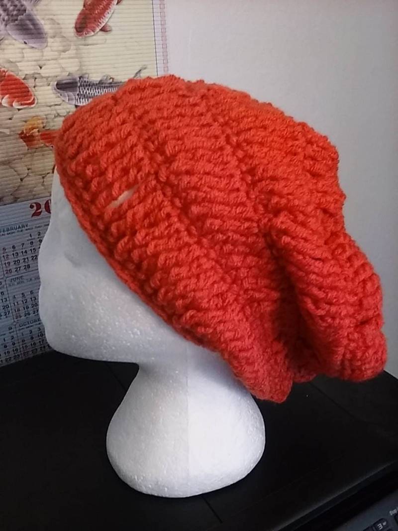 Gebrannte Orange + Handgehäkelte Netzmütze - Vierfach Genäht Gebrannte Orange + Handgehäkelte Netzmütze - Vierfach Genäht von afghansbyeunice