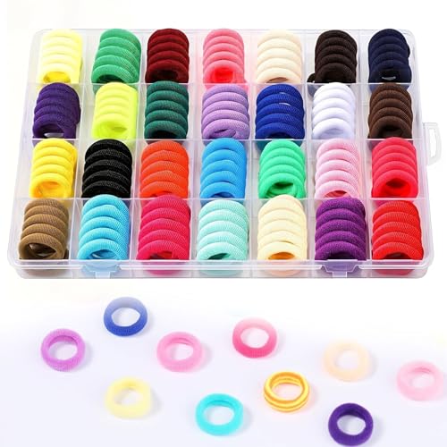 Haargummis Mädchen, Funtopia 280 Stück Haargummis Klein, Soft Loom Bands,24 Farben Mini Baby Haargummi, Bunt Mini Nahtlose Haarbänder für Kinder von afhgdjr