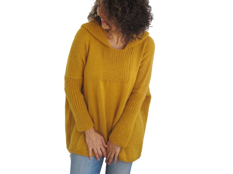 Hand Gestrickter Pullover, Boho Kleidung, Oversize Oversized Hoodie, Plus Size Loose Fit Big von afra