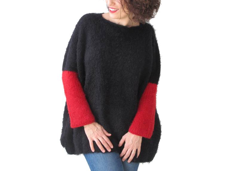 Handgestrickter Pullover, Schwarzer Freizeitpullover von afra