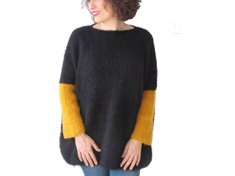 Handgestrickter Pullover, Schwarzer Freizeitpullover von afra