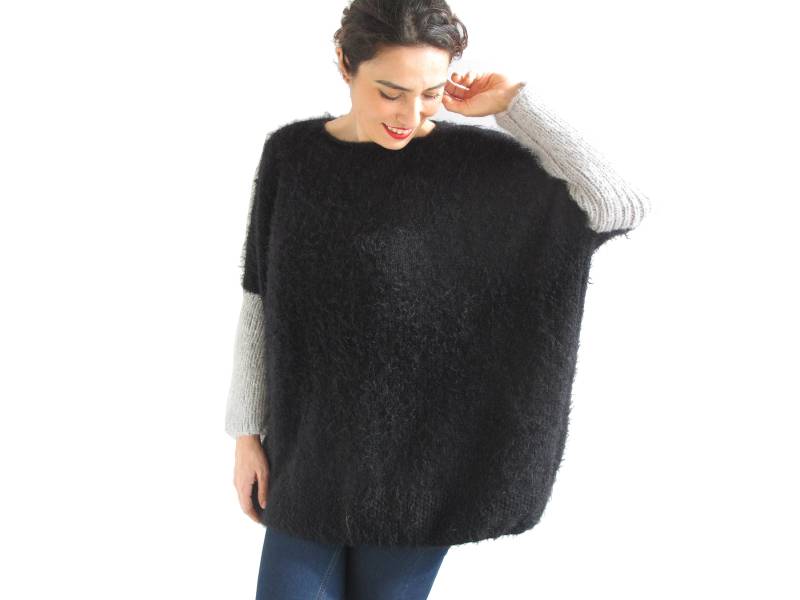 Handgestrickter Pullover, Schwarzer Freizeitpullover von afra